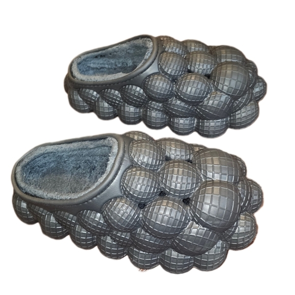 Unisex Round Toe Flat Platform Bubble Winter Slippers - Picture 3 of 4